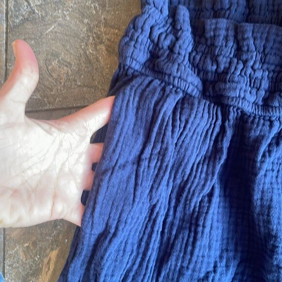 Pinch lounge pants Navy Blue 100% Cotton Wide Leg Pants Elastic Waist S - Picture 7 of 13